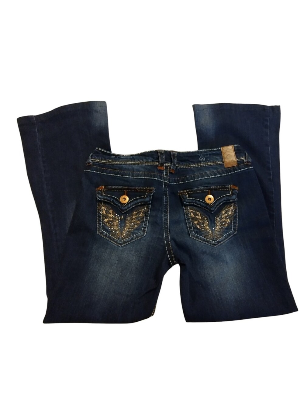💚 Premium Vanity Collection Dark Blue Boot Cut Jeans Embroidered Pockets